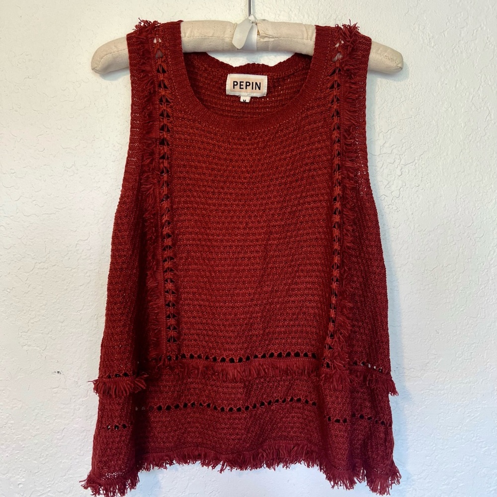 Anthropologie PEPIN Women’s Crochet Tank in Color Rust